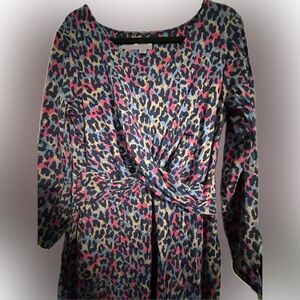 Pact organic cotton leopards print midi dress, size XL.